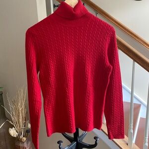 Anne Klein Sport 100% Cashmere Ribbed Knit Turtleneck Sweater Size Large